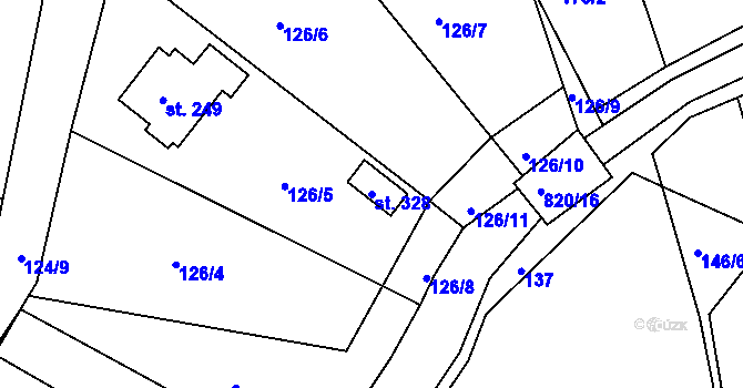Parcela st. 328 v KÚ Semín, Katastrální mapa