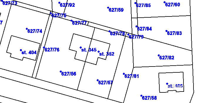 Parcela st. 352 v KÚ Semín, Katastrální mapa