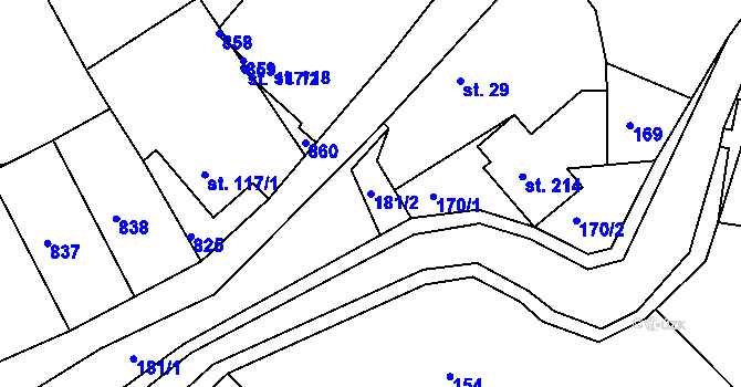 Parcela st. 181/2 v KÚ Semín, Katastrální mapa