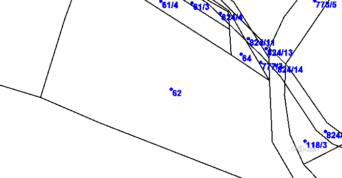 Parcela st. 62 v KÚ Křakov, Katastrální mapa