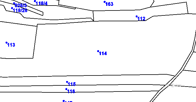Parcela st. 114 v KÚ Křakov, Katastrální mapa