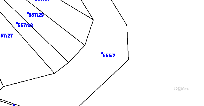 Parcela st. 555/2 v KÚ Křakov, Katastrální mapa