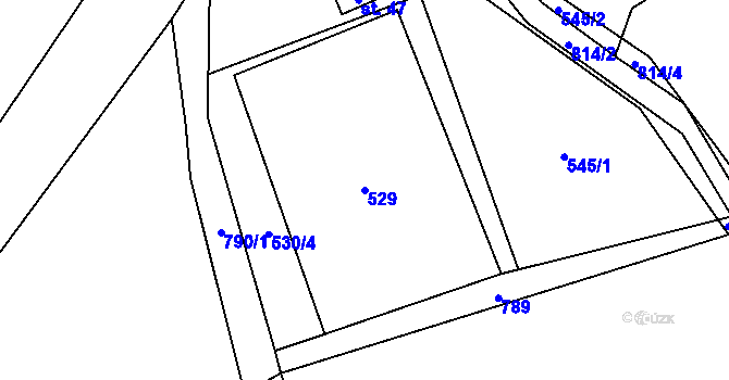 Parcela st. 529 v KÚ Křakov, Katastrální mapa