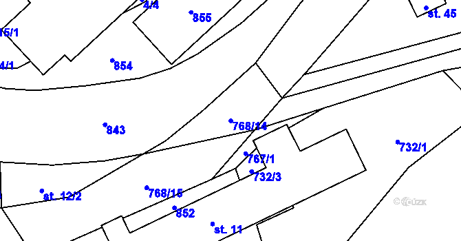 Parcela st. 768/14 v KÚ Křakov, Katastrální mapa
