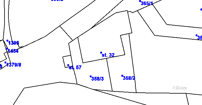 Parcela st. 32 v KÚ Semněvice, Katastrální mapa