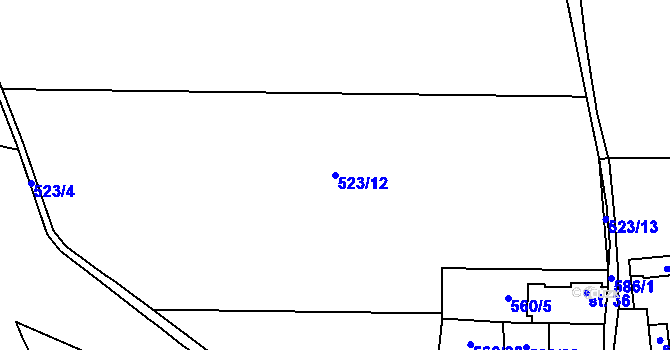 Parcela st. 523/12 v KÚ Věvrov, Katastrální mapa