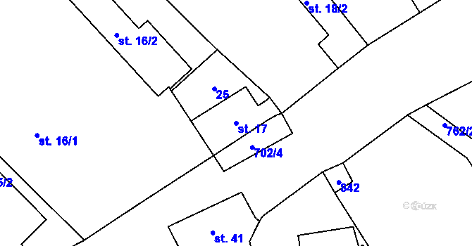 Parcela st. 17 v KÚ Semonice, Katastrální mapa