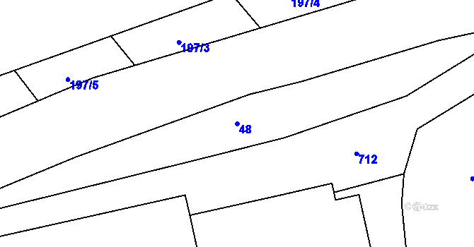 Parcela st. 48 v KÚ Semonice, Katastrální mapa