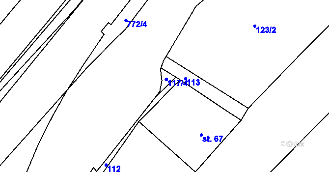 Parcela st. 117/4 v KÚ Semonice, Katastrální mapa