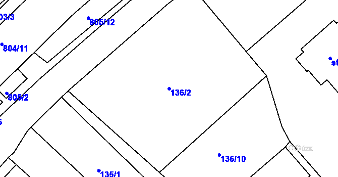 Parcela st. 136/2 v KÚ Semonice, Katastrální mapa