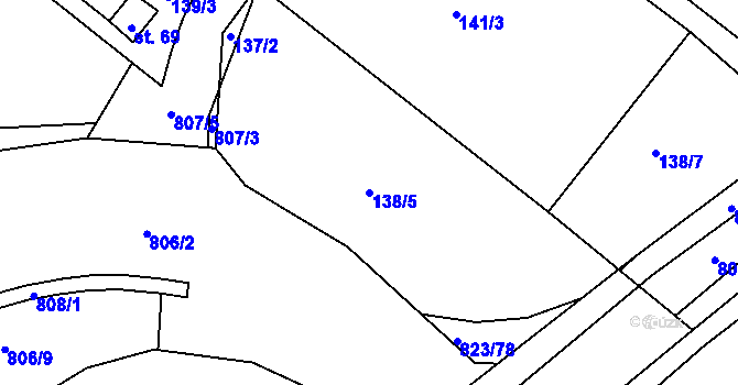 Parcela st. 138/5 v KÚ Semonice, Katastrální mapa