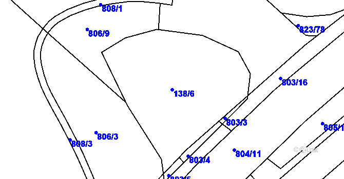 Parcela st. 138/6 v KÚ Semonice, Katastrální mapa