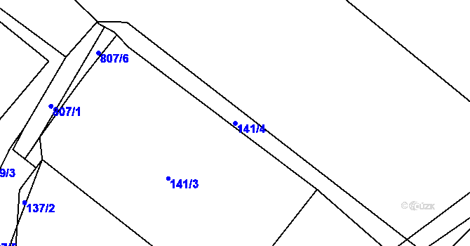 Parcela st. 141/4 v KÚ Semonice, Katastrální mapa