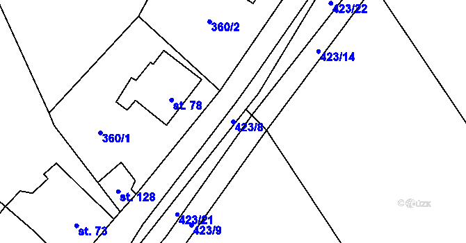 Parcela st. 423/8 v KÚ Semonice, Katastrální mapa