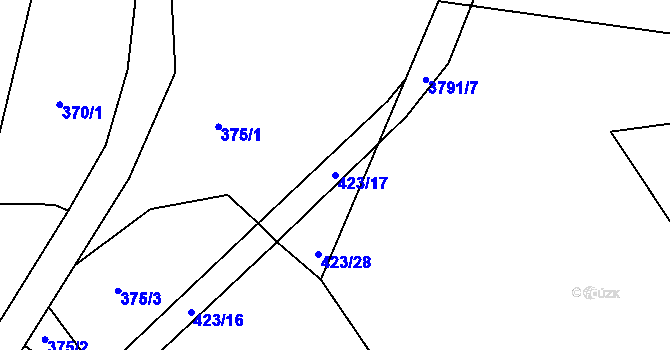 Parcela st. 423/17 v KÚ Semonice, Katastrální mapa