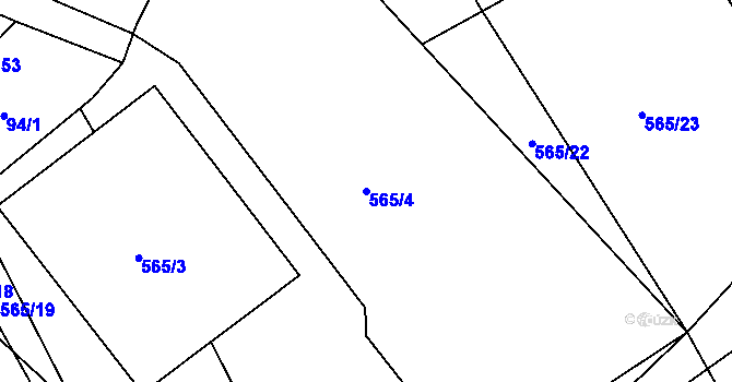 Parcela st. 565/4 v KÚ Semonice, Katastrální mapa