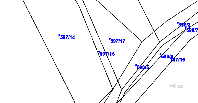 Parcela st. 597/15 v KÚ Semonice, Katastrální mapa