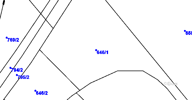 Parcela st. 646/1 v KÚ Semonice, Katastrální mapa