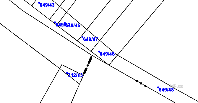 Parcela st. 649/46 v KÚ Semonice, Katastrální mapa