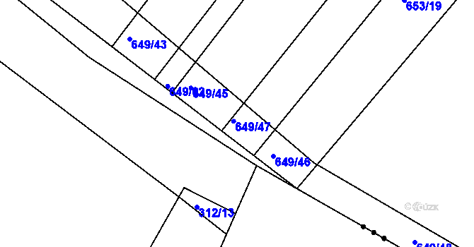 Parcela st. 649/47 v KÚ Semonice, Katastrální mapa