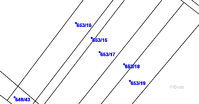 Parcela st. 653/17 v KÚ Semonice, Katastrální mapa