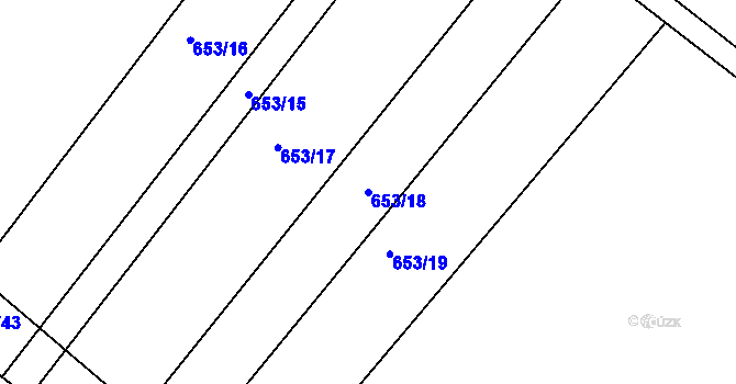 Parcela st. 653/18 v KÚ Semonice, Katastrální mapa
