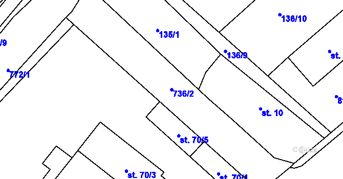 Parcela st. 736/2 v KÚ Semonice, Katastrální mapa