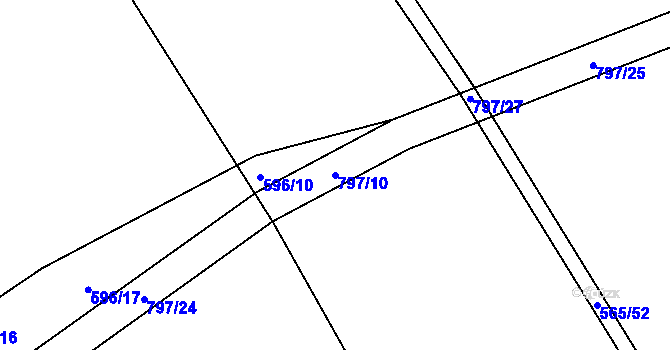 Parcela st. 797/10 v KÚ Semonice, Katastrální mapa