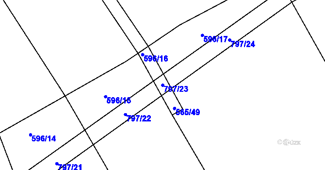 Parcela st. 797/23 v KÚ Semonice, Katastrální mapa