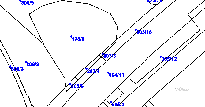 Parcela st. 803/3 v KÚ Semonice, Katastrální mapa