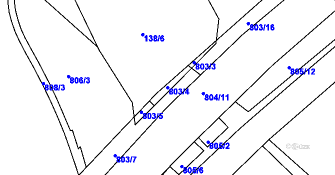 Parcela st. 803/4 v KÚ Semonice, Katastrální mapa
