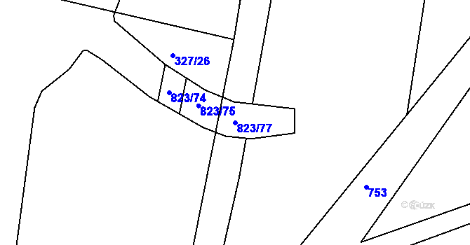 Parcela st. 823/77 v KÚ Semonice, Katastrální mapa