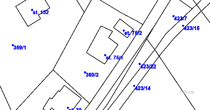 Parcela st. 75/1 v KÚ Semonice, Katastrální mapa