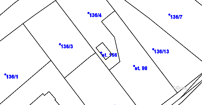 Parcela st. 156 v KÚ Semonice, Katastrální mapa