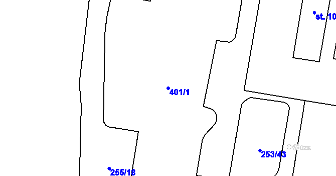 Parcela st. 401/1 v KÚ Semtín, Katastrální mapa