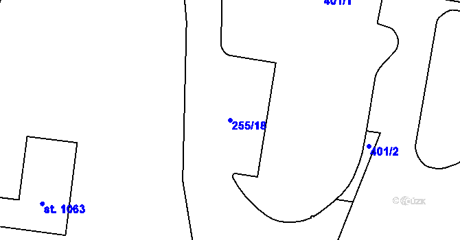 Parcela st. 255/18 v KÚ Semtín, Katastrální mapa