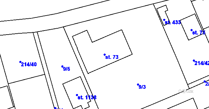 Parcela st. 73 v KÚ Semtín, Katastrální mapa