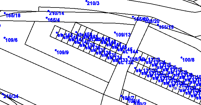 Parcela st. 135 v KÚ Semtín, Katastrální mapa