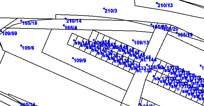 Parcela st. 138 v KÚ Semtín, Katastrální mapa