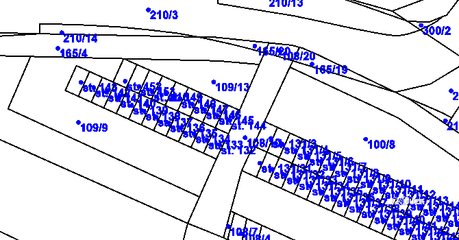 Parcela st. 144 v KÚ Semtín, Katastrální mapa