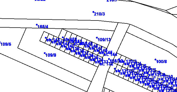 Parcela st. 147 v KÚ Semtín, Katastrální mapa
