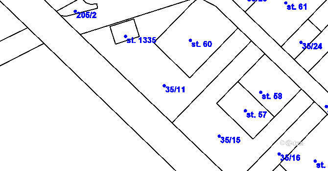 Parcela st. 35/11 v KÚ Semtín, Katastrální mapa