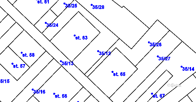 Parcela st. 35/12 v KÚ Semtín, Katastrální mapa