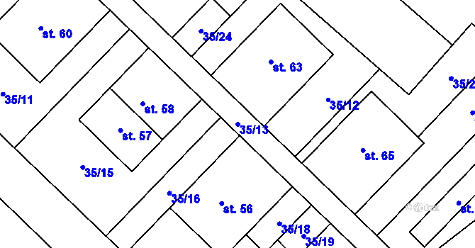 Parcela st. 35/13 v KÚ Semtín, Katastrální mapa