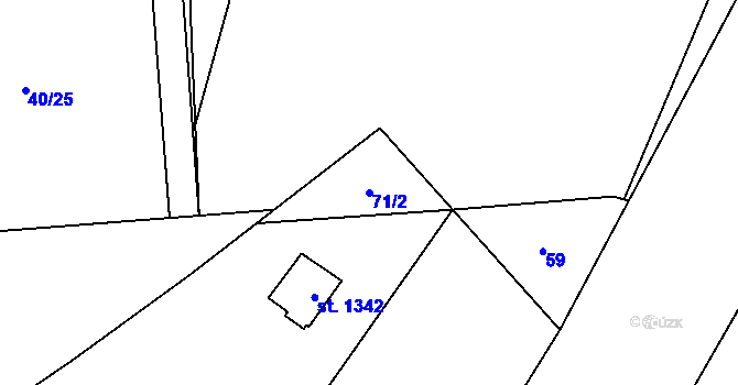 Parcela st. 71/2 v KÚ Semtín, Katastrální mapa