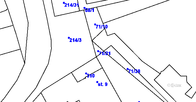 Parcela st. 71/21 v KÚ Semtín, Katastrální mapa