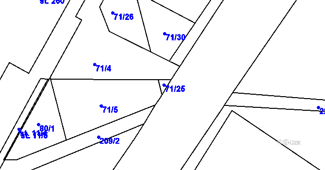 Parcela st. 71/25 v KÚ Semtín, Katastrální mapa