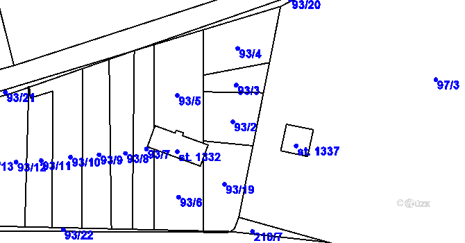 Parcela st. 93/2 v KÚ Semtín, Katastrální mapa