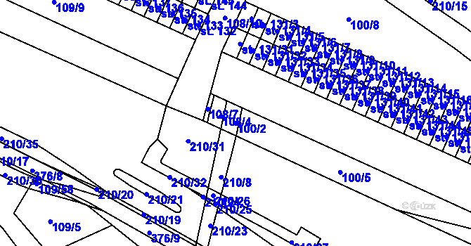 Parcela st. 100/2 v KÚ Semtín, Katastrální mapa