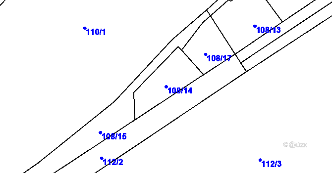 Parcela st. 108/14 v KÚ Semtín, Katastrální mapa